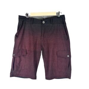 BKE Hybrid Shorts Adult 30 Red Black‎ Ombre Cargo Standard Fit Chino Performance
